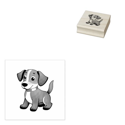 Kleiner brauner Hund, stehend - Rubberstempel (Gestempeld)