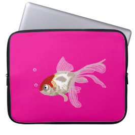 Kleiner Goldfisch auf transparentem Untergund Laptop Sleeve