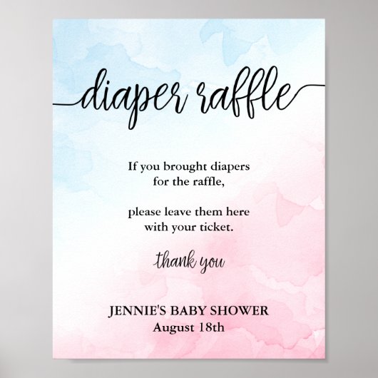 Kleiner roze/blauw Baby shower Poster (Voorkant)