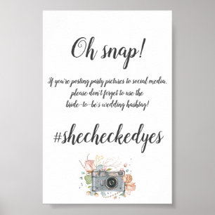 Kleiner vrijgezellenfeest voor huwelijkshashtag poster