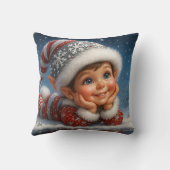 Kleiner Weihnachts-Elf im Glitzer-Schnee Kussen (Achterkant)