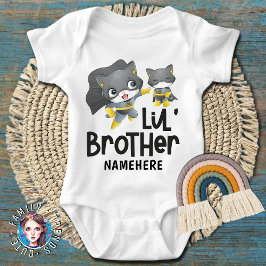 Kleinere Broer Superheld Kat Aangepaste Naam Romper