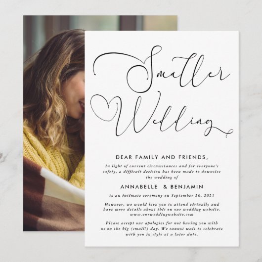 Kleinere bruiloft | Aankondiging dat we de omvang  (Voorkant / Achterkant)