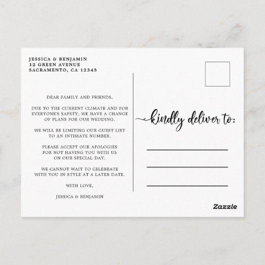 Kleinere bruiloft | Aankondiging van huwelijksupda Briefkaart (Achterkant)