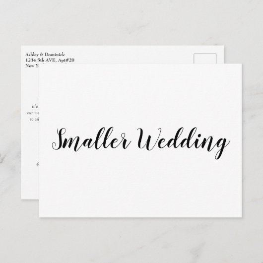 Kleinere bruiloft Eenvoudige aankondiging (Voorkant / Achterkant)