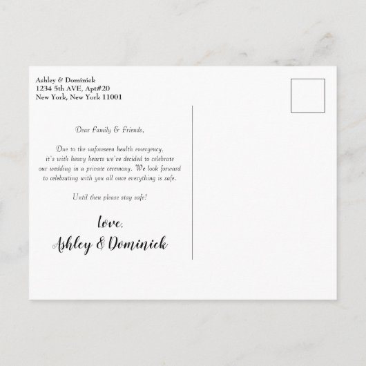 Kleinere bruiloft Eenvoudige aankondiging (Achterkant)
