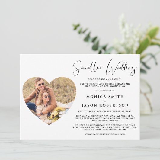 Kleinere bruiloft Foto Heart Lijst Elegant Aankondiging