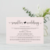 Kleinere bruiloft Plannen gewijzigd Hart Roze Aankondiging (Staand voorkant)