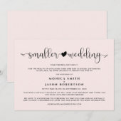 Kleinere bruiloft Plannen gewijzigd Hart Roze Aankondiging (Voorkant / Achterkant)