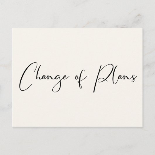 Kleinere Bruiloft Verandering van Plannen Crème El Aankondigingskaart (Voorkant)