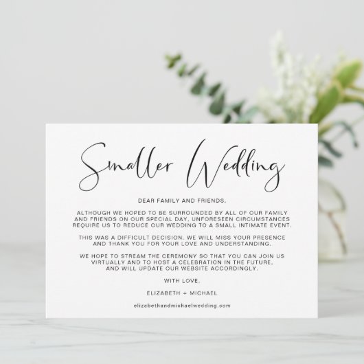 Kleinere bruiloft Verandering van plannen Elegant Aankondiging (Staand voorkant)