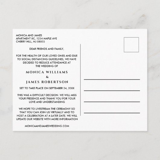 Kleinere Bruiloft Verandering van Plannen Eucalypt Aankondigingskaart (Achterkant)