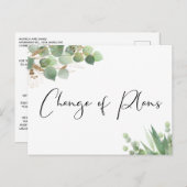 Kleinere bruiloft Wijziging van plannen Eucalyptus Aankondigingskaart (Voorkant / Achterkant)