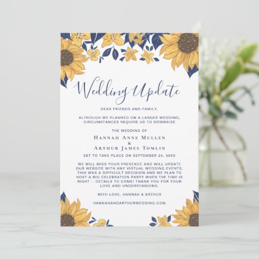 Kleinere bruiloft - Zonnebloem Aankondiging (Staand voorkant)