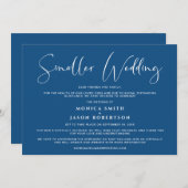 Kleinere downsized bruiloft Elegant Classic Blue Aankondiging (Voorkant / Achterkant)