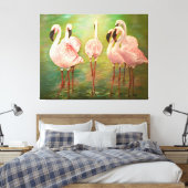 Kleinere flamingo's schilderkunst canvas afdruk (Insitu (Slaapkamer))
