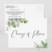Kleinere Huwelijksplannen Gewijzigd Eucalyptus Aankondigingskaart (Voorkant / Achterkant)