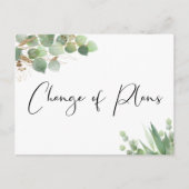 Kleinere Huwelijksplannen Gewijzigd Eucalyptus Aankondigingskaart (Voorkant)