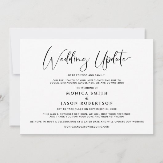 Kleinere huwelijksupdate Wijziging van plannen Ele Aankondiging (Voorkant)