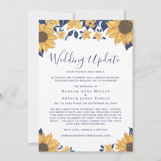 Kleinere Huwelijksupdate Zonnebloem Bloemenstuk Aankondiging (Voorkant)