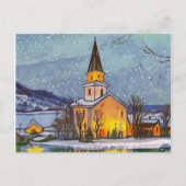 Kleinere kerk in het dorp tijdens de winter feestdagenkaart (Voorkant)
