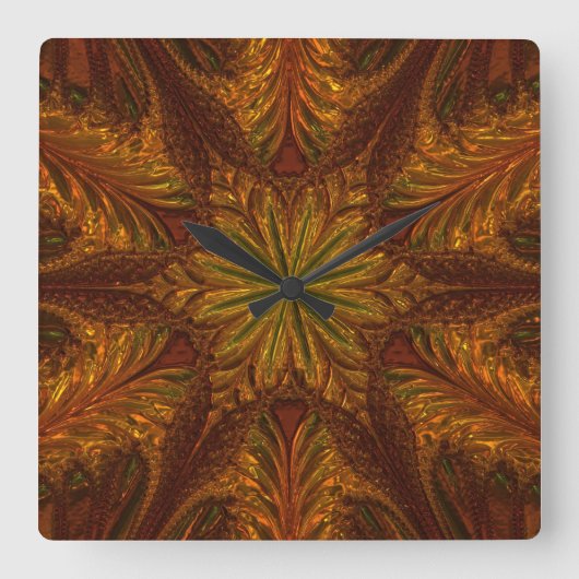 Kleinere metalen koper en messing glas vierkante klok (Voorkant)