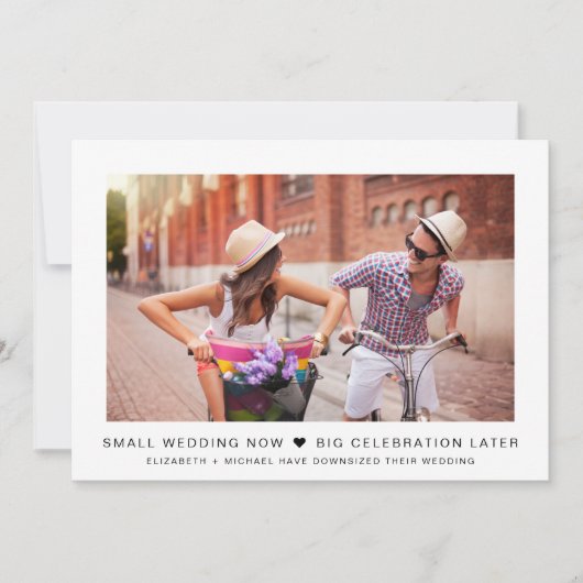 Kleinere Micro Wedding Now Celebration Later Foto (Voorkant)