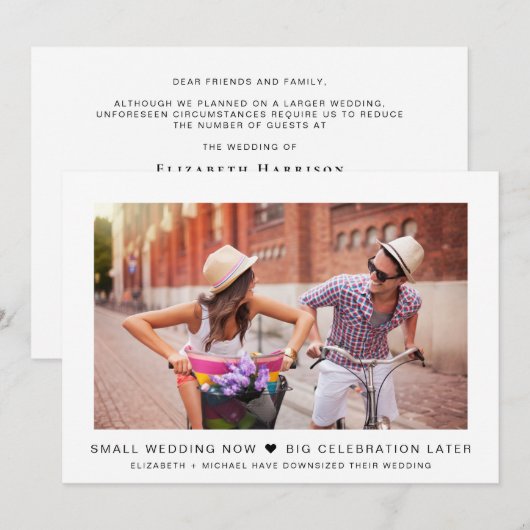 Kleinere Micro Wedding Now Celebration Later Foto (Voorkant / Achterkant)