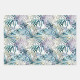 Kleinere Print Pastel Palm Leaf patroon Inpakpapier Vel