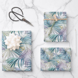 Kleinere Print Pastel Palm Leaf patroon Inpakpapier Vel