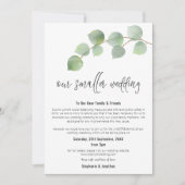 Kleinere Trouw Verklein Modern Schrift Eucalyptus Aankondiging (Voorkant)