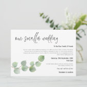 Kleinere Trouw Verklein Script Elegante Eucalyptus Aankondiging (Staand voorkant)