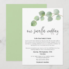 Kleinere Trouw Verkleinen Modern Schrift Eucalyptu Aankondiging