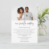 Kleinere Trouwfeest Downsize Foto Script Modern Aankondiging (Staand voorkant)