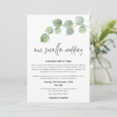 Kleinere Trouwfeest Downsizen Modern Schrift Eucal Aankondiging (Staand voorkant)