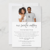 Kleinere Trouwfeest Verkleiningsfoto Script Modern Aankondiging (Voorkant)