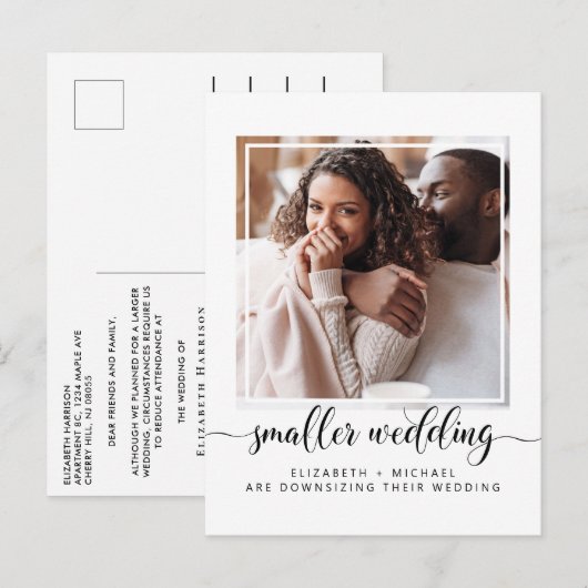 Kleinere Verkleinde Trouwfoto Aankondigingskaart (Voorkant / Achterkant)