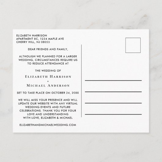 Kleinere Verkleinde Trouwfoto Aankondigingskaart (Achterkant)