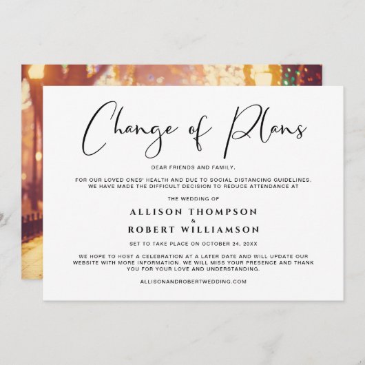 Kleinere Verkleinde Trouwfoto Wijziging Van Planne Aankondiging (Voorkant / Achterkant)