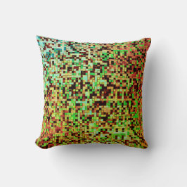 Kleinere vierkantjes of tegel, groen en bruin kussen