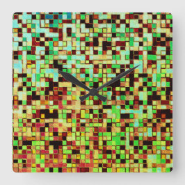 Kleinere vierkantjes of tegel, groen en bruin vierkante klok