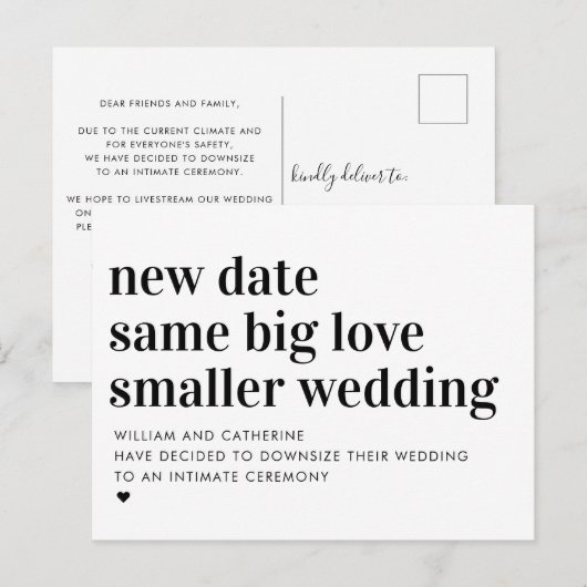 Kleinere Wedding Same Love Typografie Downsizing Aankondigingskaart (Voorkant / Achterkant)
