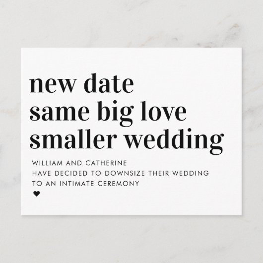 Kleinere Wedding Same Love Typografie Downsizing Aankondigingskaart (Voorkant)