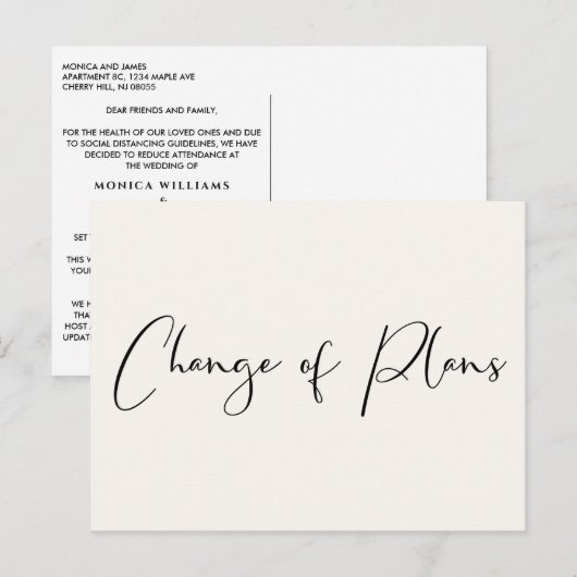 Kleinere weduwenwijziging van plannen van Cream El Aankondigingskaart (Voorkant / Achterkant)