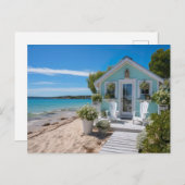 kleines mintfarbenes  Strandhaus am Meer Briefkaart (Voorkant / Achterkant)