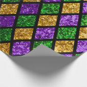 Kleingroene, paarse en goudglitterpaillet cadeaupapier (Hoek)