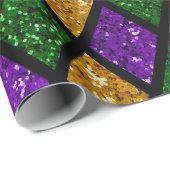 Kleingroene, paarse en goudglitterpaillet cadeaupapier (Rol Hoek)