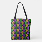Kleingroene, paarse en goudglitterpaillet tote bag (Achterkant)