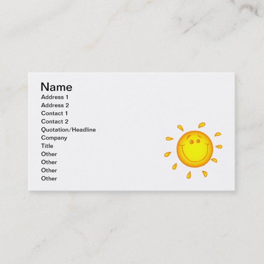 KLEINKEURIGE SUNSHINE SUN HAPPY SUMMER VISITEKAARTJE (Voorkant)