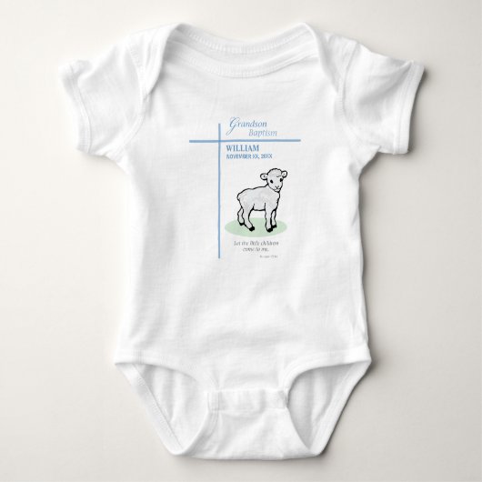 Kleinkind Doop Blauwe Lam Geschenk Met Naam Romper (Voorkant)